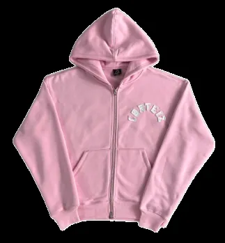 Corteiz pink zip up hoodie